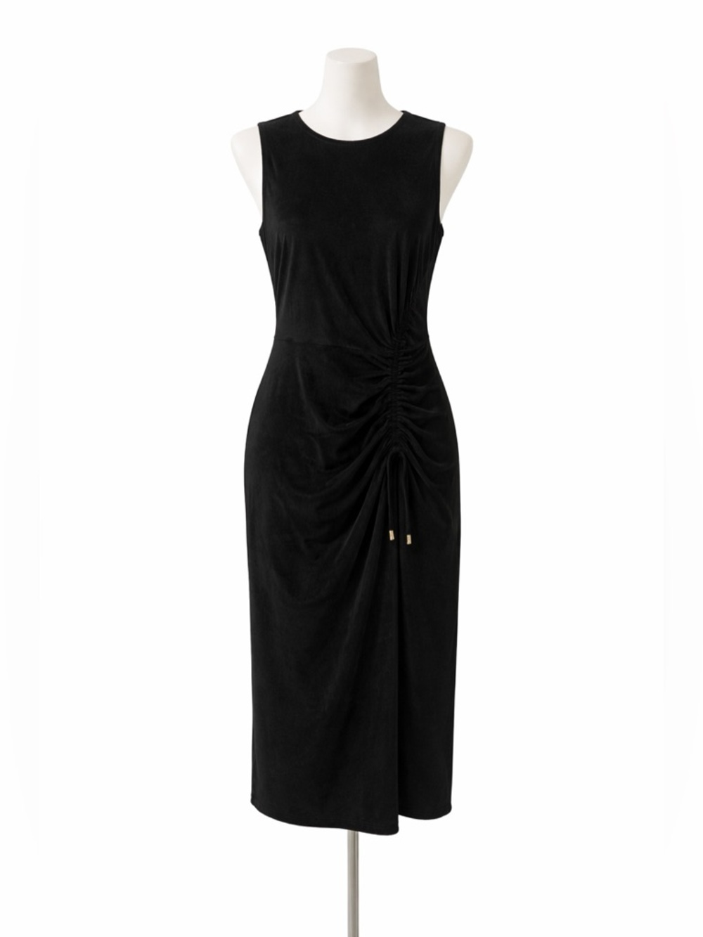 Michael Kors Black Ruched Midi Dress